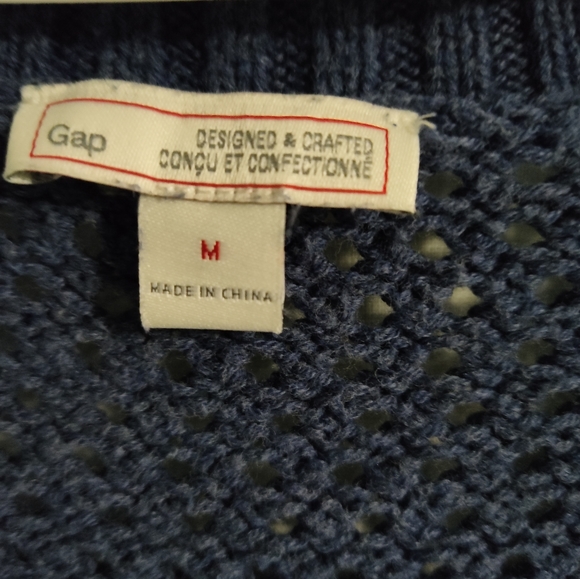 Navy Gap cotton open chunky knit cardigan - Picture 2 of 6